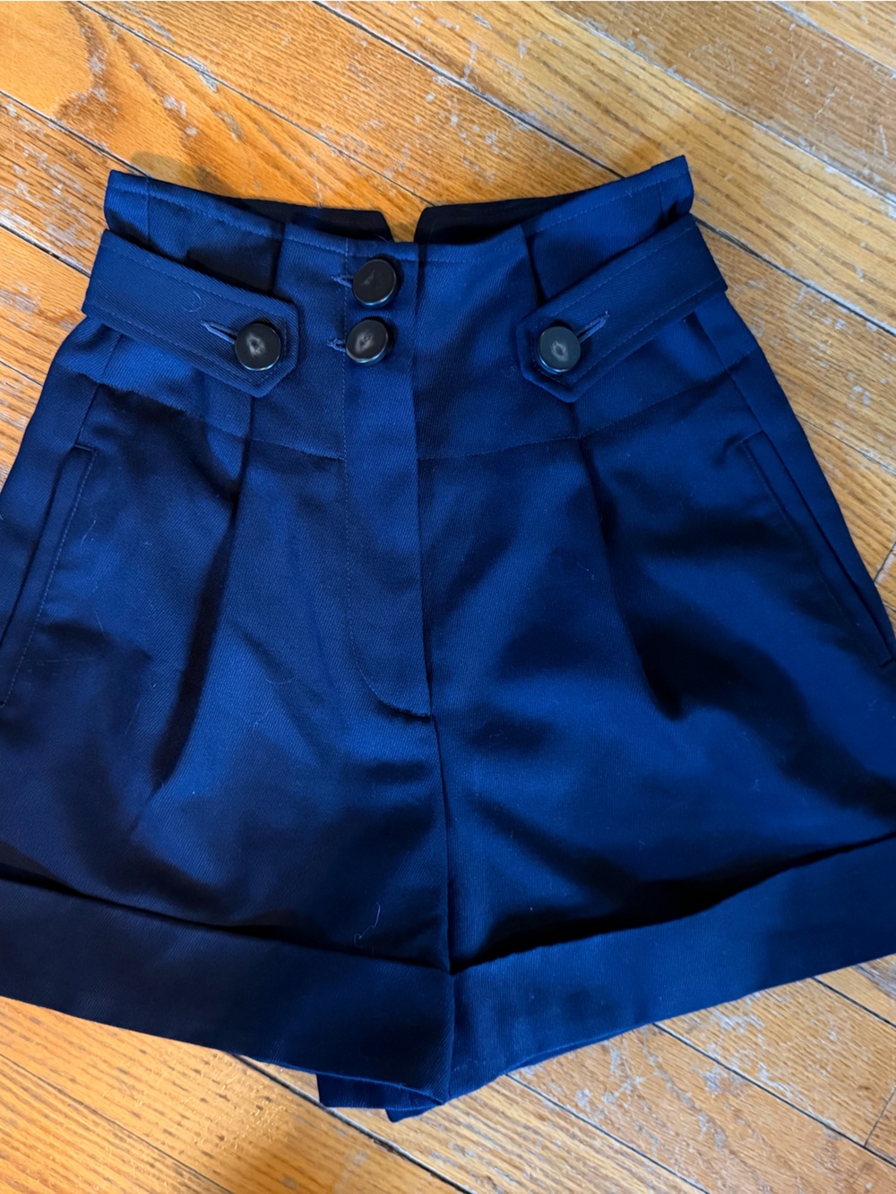 Sezane Women’s  Navy Blue Dress Pants with Button Cuff Details NWT